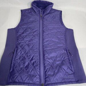 LL Bean Purple Quilted Puffer Vest Womens Medium Sherpa Lined Sleeveless